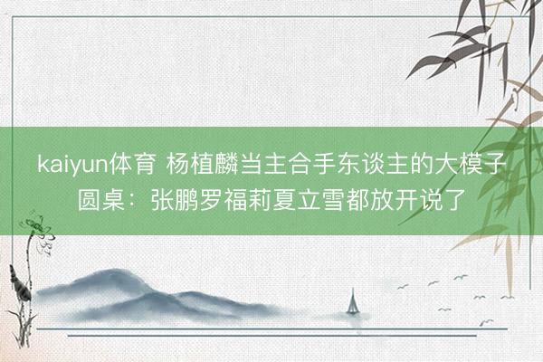 kaiyun体育 杨植麟当主合手东谈主的大模子圆桌：张鹏罗福莉夏立雪都放开说了